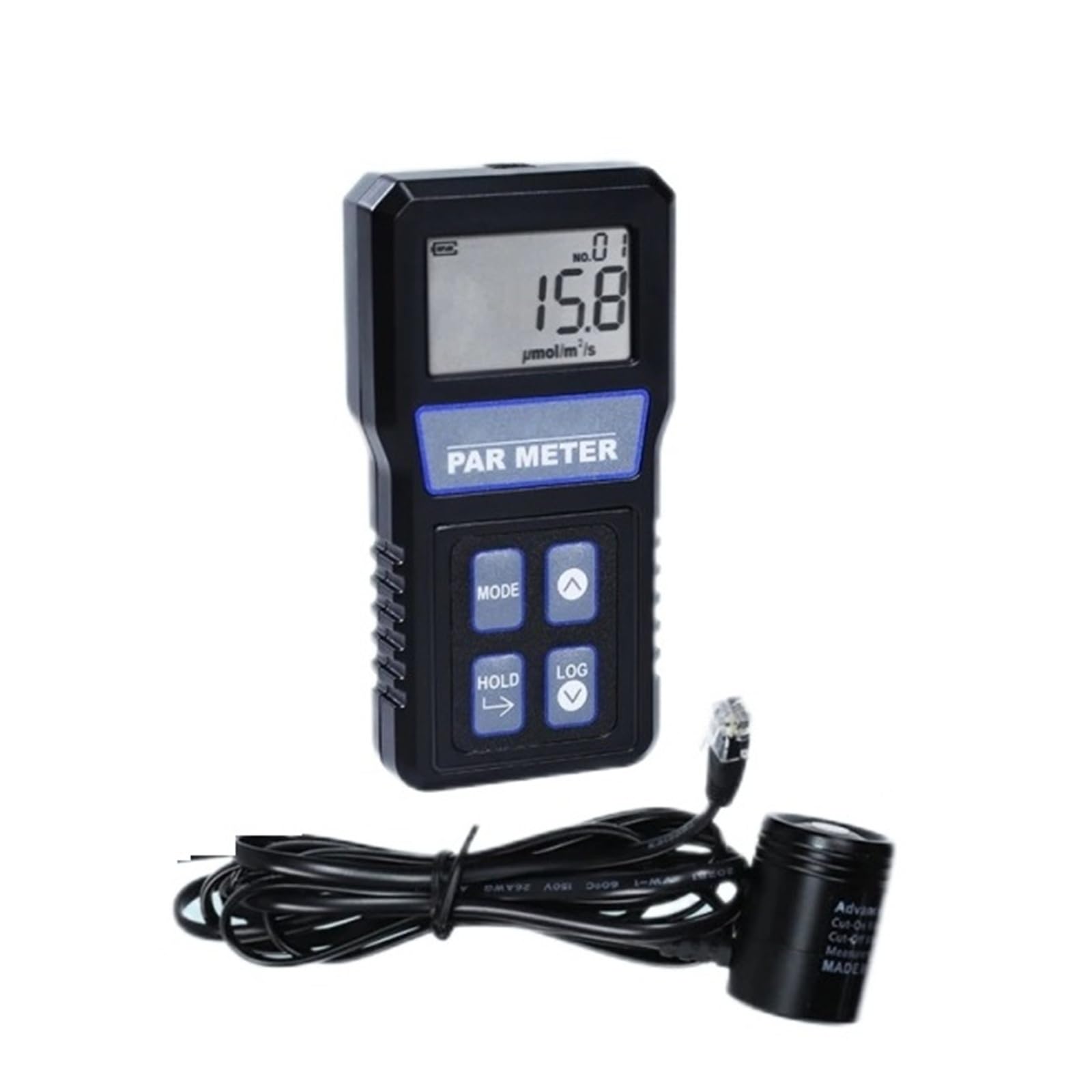 Medidor de luz, Medidor PAR arrecife acuario actividad fotosintética Sensor impermeable registrar datos medidor de luz espectro completo IP68