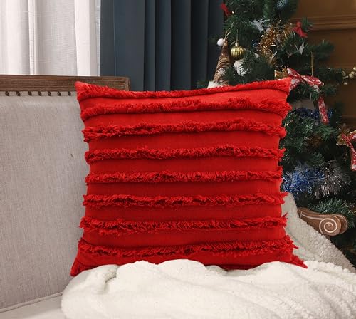 Image of mosey Red Cushion Cover 20x20 inch | Set of 2 | Red Cushion Covers 20 inch x 20 inch | Throw Pillow Cover for Decoration Gift Decor