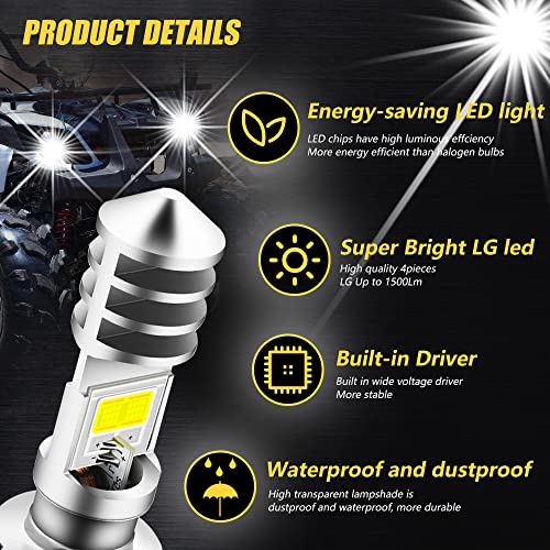 VOODA 1800LM H6M LED Bulb AC/DC 12-48V P15D LED Bulb Hi-Lo Beam White 6000K LED Motorcycle Headlight Bulb for Ya maha ATV YFZ YFM Raptor Grizzly Ko diak Motorbike Tractor Scooter-2 Pack(Silver Shell) by Vooda - Image 3