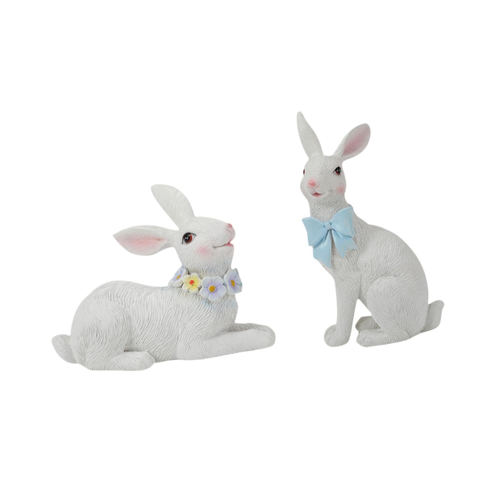 Twisaxc White Home Office Easter Bunny Figurines Decor Premium Rabbit Statues Add Easter Whimsy To Space Have Fine Workmanship And Details Tabletop Rabbit Statues,