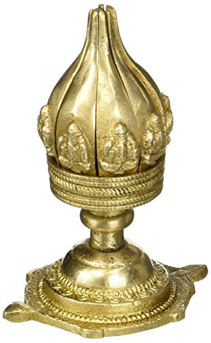Indian Art Home décor Ganesha Aarti Diya Oil Wick Brass Lamp Lotus Flower 4 Inch