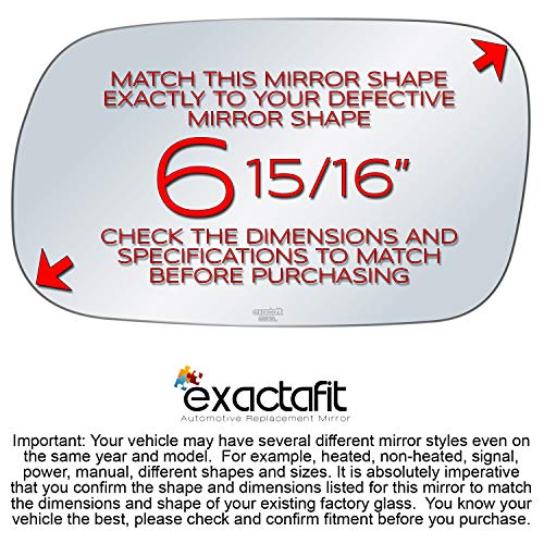Exactafit 8196L Driver Side Mirror Glass Left Hand Replacement Compatible With 1997-2007 Subaru Impreza 2003-2008 Forester Diagonal 6-15/16 Inch #TOP1