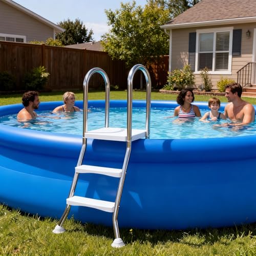 Escalera para piscina elevadas acero inoxidable 33 in miniatura 2