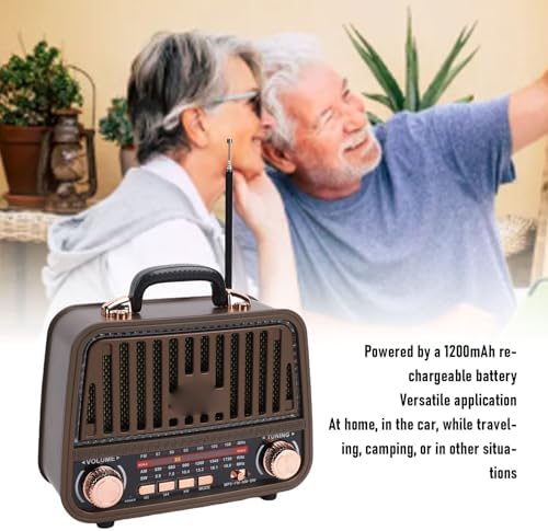 VELATEMOR Retro Bluetooth Radio, Wireless Speaker with Telescopic Antenna for FM AM SW Receptions, Portable Vintage Bluetooth Speaker Rechargeable - 1