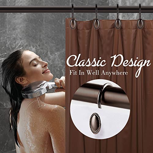 Itoplin Metal Shower Curtain Hooks, Oil-Rubbed Bronze Rustproof Decorative Shower Curtain Rings For Bathroom, Curtain Hooks For Shower Liner, 12Pcs #TOP7