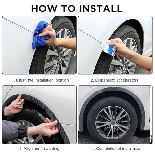 QIANAI 2 Stück Universal-Radlaufband, Radlaufverlängerungsflügel, Auto-Flügelverbreiterungen, erweiterter Schutz der Autoräder (1,5 m, Kohlefaser)