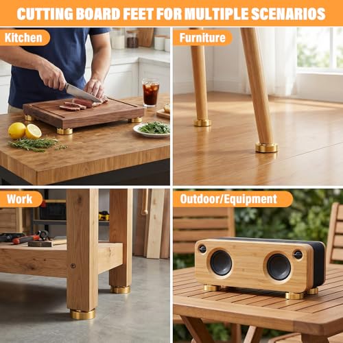 8 Pcs Patas de Latón para Tabla de Cortar con Almohadillas Antideslizantes miniatura 7