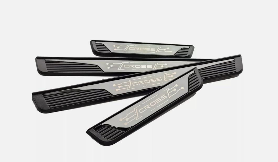 FEOYDS Kit De Protection De Seuil De Portière De Voiture En Acier Inoxydable Pour Toyota Corolla Cross 2024 (texte Croisé Noir