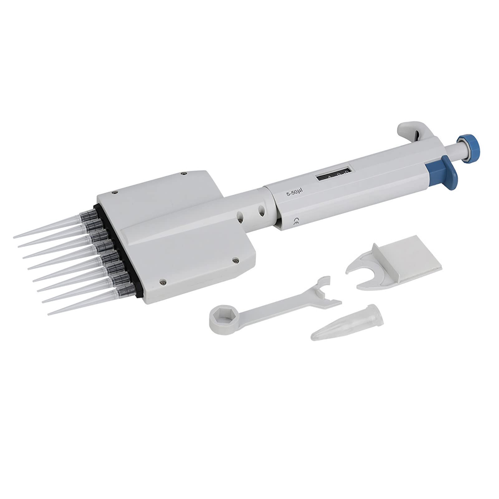 Cryfokt Pipeta Mecánica Ajustable de 8 Canales para Herramienta de Laboratorio, Diseño Ergonómico, Control Manual Completo para Medición de Precisión, Pipeta de Volumen Variable de 5-50 μl para