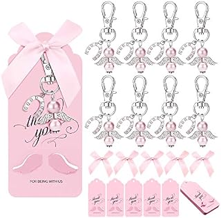 iZoel Thank You Gift Set, 20pcs Pink Angel Keychains and Thank You Tags with Angel Wing, Guest Return Gifts for Baby Girls Baby Shower Wedding Carers Party Favors Holy communion