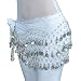 Lilyy Chiffon Dangling Silver Coins Belly Dance Hip Skirt Scarf Wrap Belt (White)