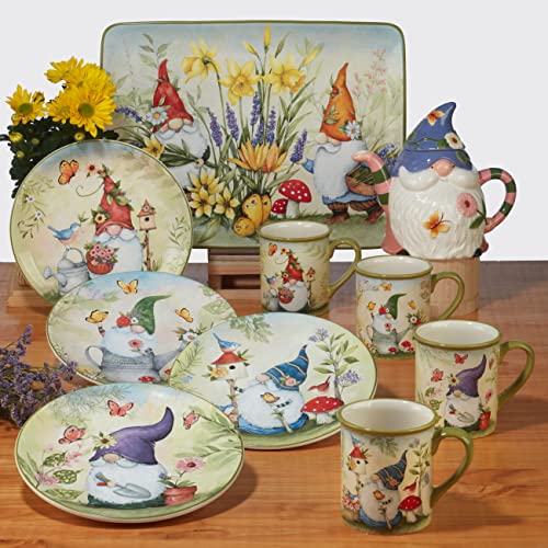 Certified International Garden Gnomes 18 Oz. Mugs, Set Of 4 Assorted Designs #TOP6