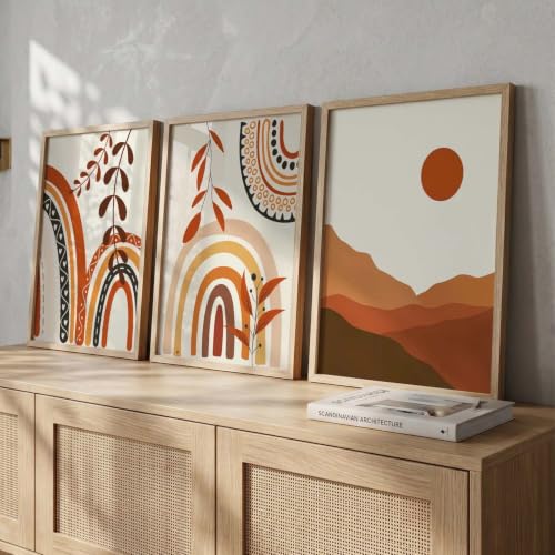 Image of kotart Elegant Home Decor Boho Painting Decorative Wall Art poster With Frame For Living Room Bed Room Hotel Wall Decor Digital Reprint Set of 3