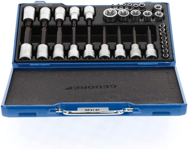 GEDORE 19 TX 20 Screwdriver bit Socket Set 1/2"+1/4" 34 pcs TORX