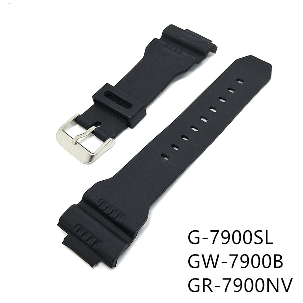 LIKYE Black PU Watch Band Strap for G-Shock G-7900SL GW-7900B GR-7900NV Sport Replacement Watchband Wrist Bracelet Accessories for (Band Color : Black)