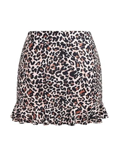 ZAFUL Women High Waisted Swim Skirts Ruffle Ruched Mini Skirt Tummy Control Bikini Bottoms2