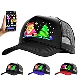 WLDOCA Gorra de Béisbol LED RGB Programmable - Control por App con Display de Texto Deslizante para Hombres Mujeres Exterior Fiestas Pesca Running,Negro
