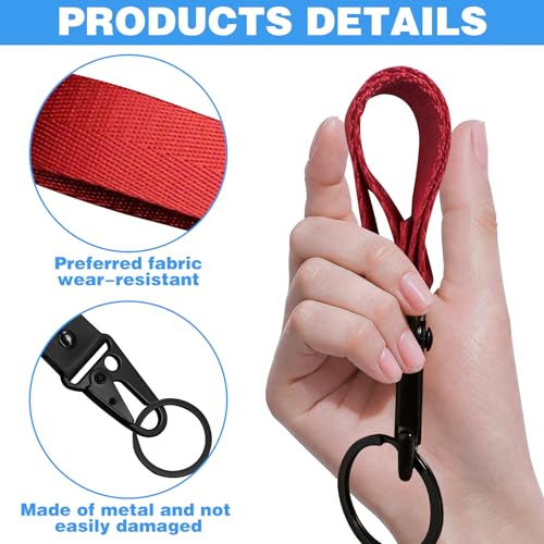 2Pcs Motorcycle Accessories - Fabric Keychain, Black and Red, Anti-Lost Lanyard Key Chains - Image 4
