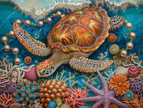 Diamond Painting Tortue paysage marin pour décorer le salon avec une toile 5D DIY