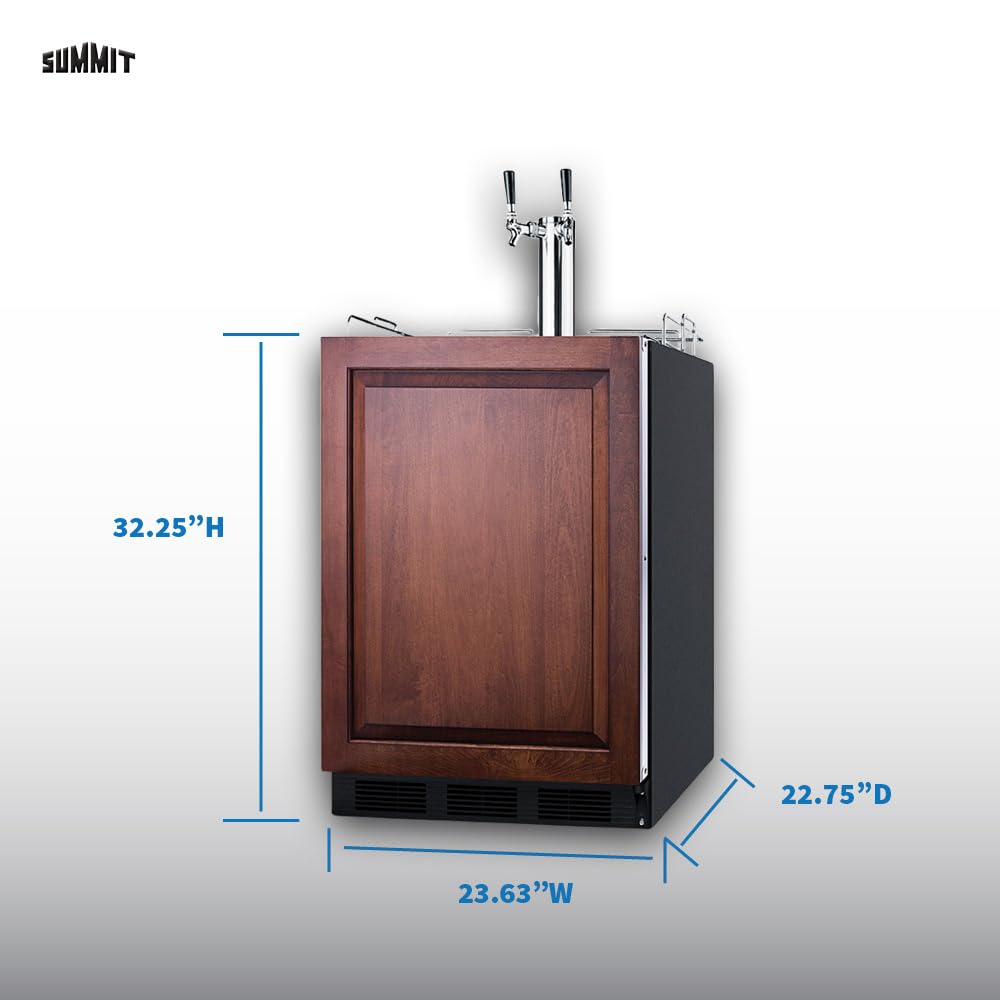 Summit 24" Beer & Coffee Kegerator, Combination Dual Tap Kit, ADA Compliant, Panel Ready - Sbc58blbiadaiftwincfb *Panel Not Included on Fridge.com - View 2