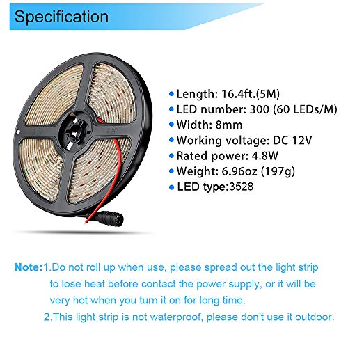 Gwy Black Light Strip, Purple Led Strip 16.4Ft/5M 300 Units Lamp Beads, Non-Waterproof Purple Light For Dance Party, Body Paint, Night Fishing, Work With 12V 2A Power Supply #TOP3