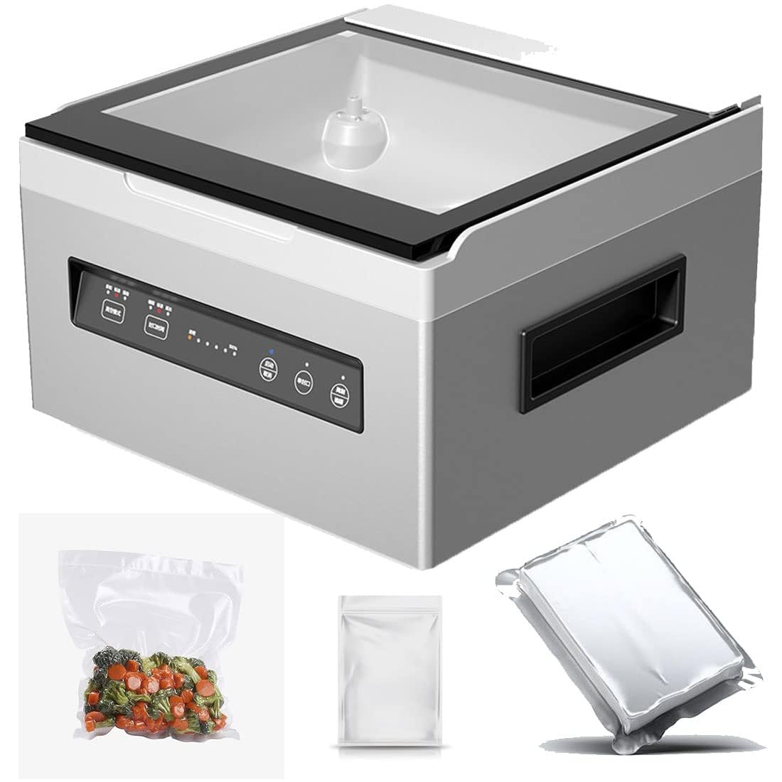 Macchina per sottovuoto a camera 320 W, 90 Kpa ad alta potenza di aspirazione, modalità regolabile a tre velocità, Seal è regolabile, cottura Sous Vide, Barra di chiusura a sacchetto, cucine