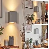  hofstein Applique murale Rurup, applique murale en métal/béton gris/argenté, lampe au design moderne avec un superbe effet lumineux au mur, 2 x GU10, sans ampoule