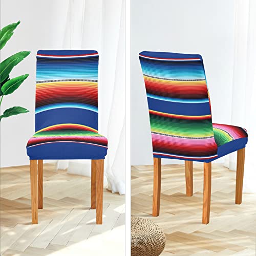 Xigua Mexican Serape Stripes Stretch Chair Covers Set Of 4 Removable Washable Dining Chair Slipcovers For Kitchen Dining Room Hotel Decor #TOP3