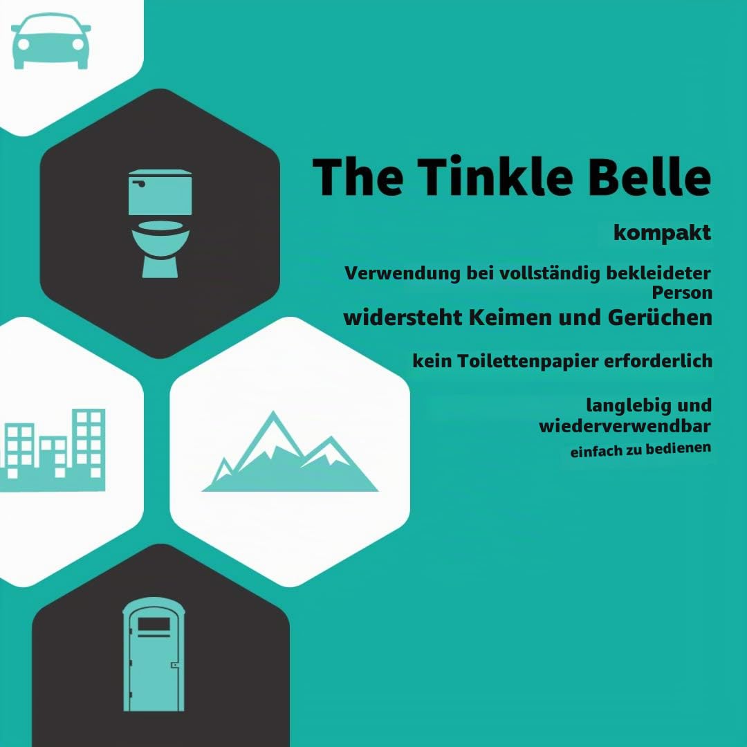 Das Tinkle Belle Uriniergerät | tragbares Urinal Urinella für Frauen | Stehen Sie voll bekleidet zum Pinkeln! Einfach, kompakt, zuverlässig für Wandern/Camping/Festivals/schmutzige Toiletten/Reisen | Tragbar, Stehend nutzbar, Kompakt, Für Wandern/Camping/