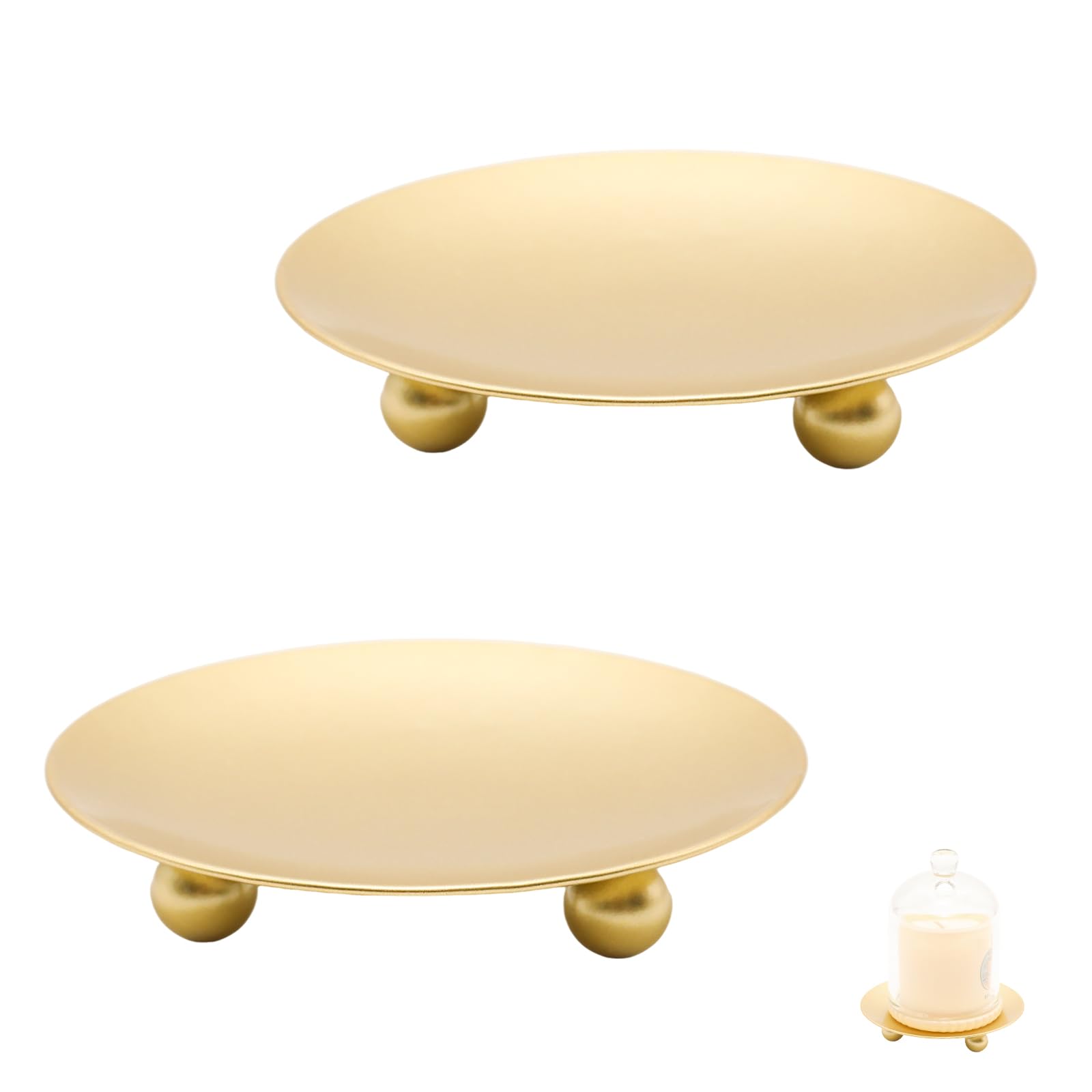Adyoney 2Pcs Iron Plate Candle Holder Set - 2.68 Inch Decorative Pedestal Candle Stands for Home, Wedding, and Birthday Parties - Elegant Gold Candle Holders for Stylish Décor