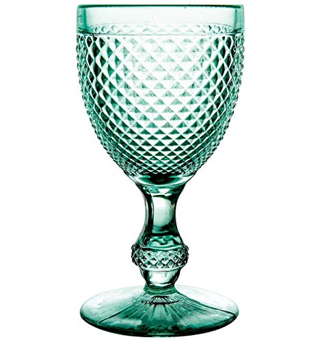 Verres d'eau Bicos Vista Alegre d'exception en vert menthe ciselé - 2