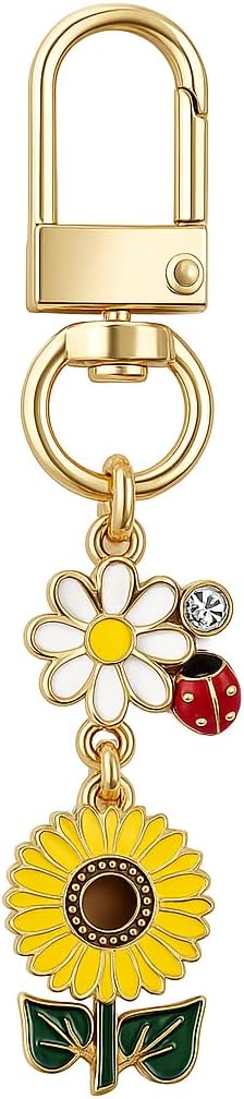 Flower Keychain, Sunflower Keychains Bag Charms for Women Men