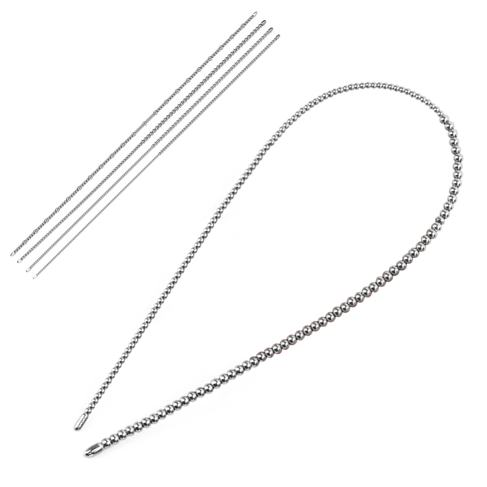 BDSMLOVE Dilatatore Uretra in Acciaio Inox, 600 MM Doppia Testa Dilatatori Uretrali Plugs Giocattoli Sessuali, Plug Pene Stimolazione Prostatica Giocattoli Sessuali Erotici per Uomini Gay (Φ 4~6 MM)