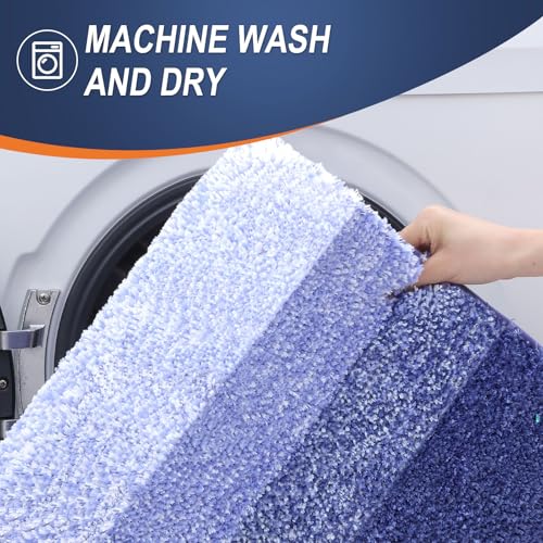 Image of OLANLY Bathroom Runner Rugs Mat 44x24, Extra Soft Absorbent Microfiber Bath Rugs, Rubber Backing, Quick Dry, Washable Long Bath Mats for Bathroom, Tub and Shower, Home Decor Accessories, Blue-Violet