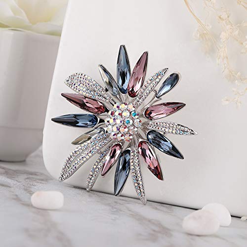 Richapex Firework Brooches & Pins Crystal Firework Sweater Necklace With Chain Brooch Pin For Women, Girls, Ladies #TOP5