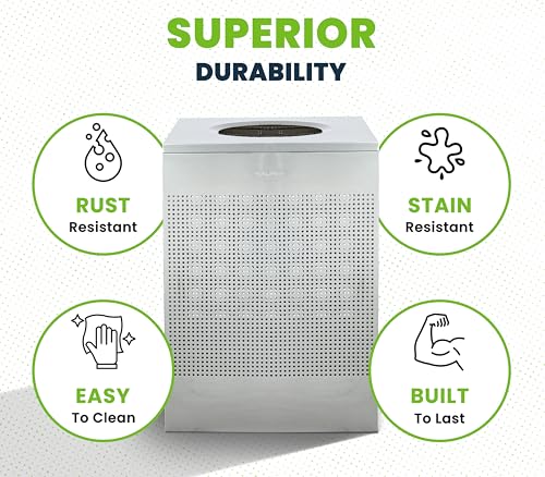 Image of Alpine Stainless Steel Commercial Trash Can - Large Perforated 40 Gallon Trash Can Open Top, Heavy Duty Garbage Can for Indoor & Outdoor in Office, Commercial Bathroom, Hotel, Lobby, and Businesses