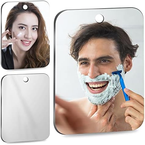 2 Pack Shower Mirror Fogless for Shaving Mirror for Showe,8″x6″Medium Mirror for Wall Hanging,Camping Travel Mirrors,Unbreakable Handheld Mirror,Makeup Plastic,Fog Free Shave Anti Fog Proof,Bathroom