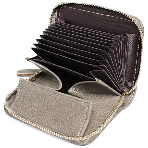 Pomelo Best Kreditkartenetui Kartenetui Damen RFID Schutz mit Vielen Fächern und Münzfach, Reißverschluss Portemonnaie Klein