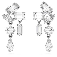 Swarovski Mesmera Drop Earrings, Small Mixed-Cut Clear Stones in a Rhodium Finished Setting, Part of the Swarovski Mesmera Collection