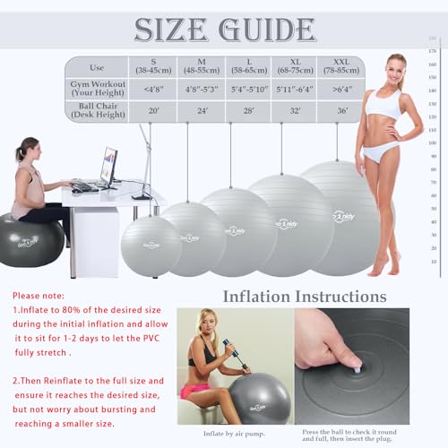 Image of Soft Exercise Ball, Pilates Yoga Ball Chair, Workout Equipment with Pump