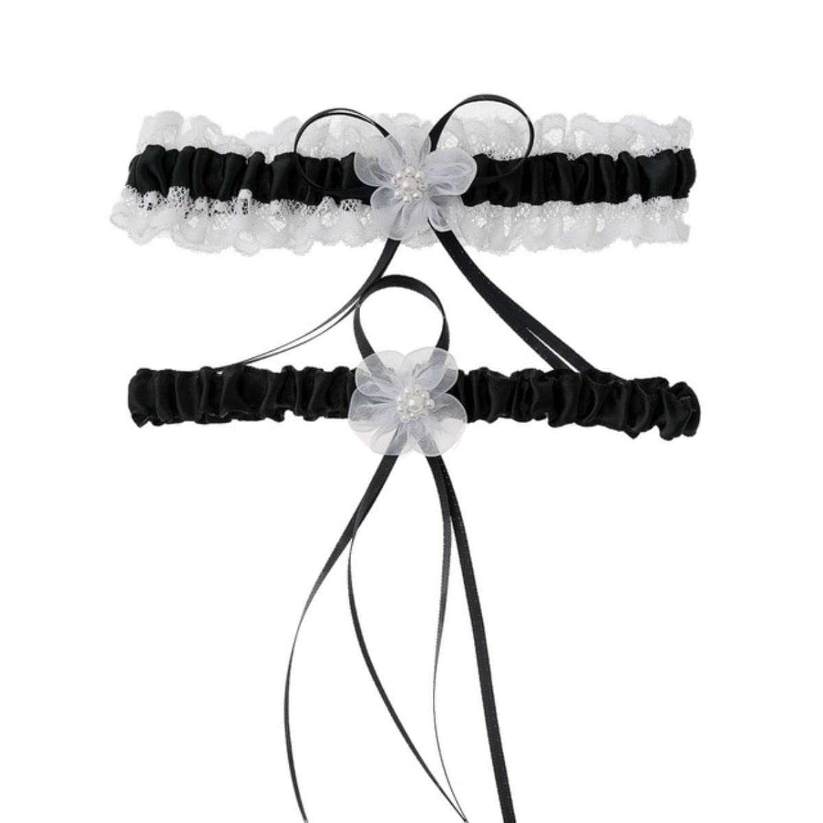 Princesse Cosplay fête de Mariage Fille Dentelle Florale Bleu Jambe Anneau Boucle Bas jarretière-Bleu Marine, 40-60 cm (Noir 40 a 60 cm)