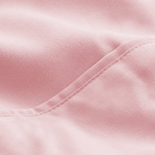 Image of Bed Sheet King Size Cotton - Pure Egyptian Cotton King Size BedSheet with Pillow Cover - Solid Pink 600 Thread Count - Stain Resistant, Skin Friendly, Organic Cotton