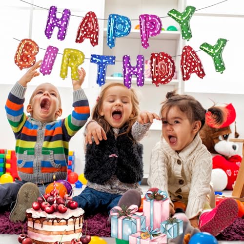 Image of KITTER Happy Birthday Letters Foil Balloon Set for Decoration | Multicolour Happy Birth Day Balloons Banner Set for Boys, Girls, Adults | Colorful Birthday Letters Foil Banner Balloons