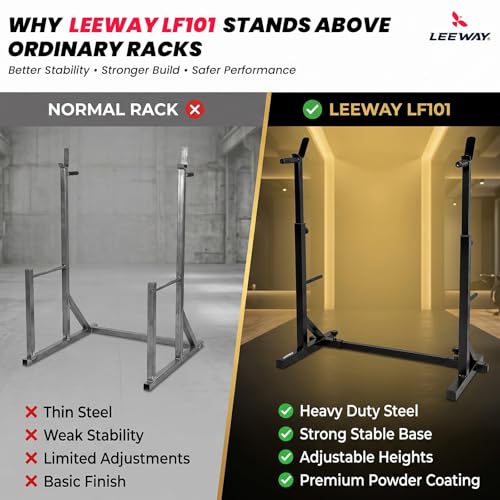 Image of LEEWAY LF101 Squat Rack for Home Gym | Barbell Stand, Power Rack for Bench Press Stand | Weight Bench High Jump Machine | Gym Rack (1, Multi, SQ.LF-101)