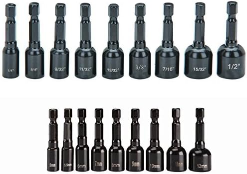 Quick Release Magnetic Nutsetter Set, 9 Piece SAE and 9 Piece Metric