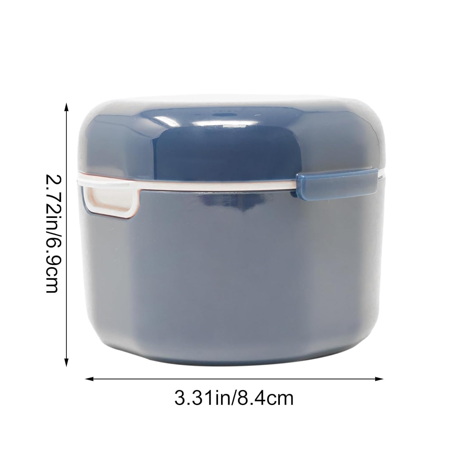 FUREIN SMILE 1Pack Denture Bath Case Portable Denture Soak Container Mouth Guard Storage Box with Pale Pink Strainer Basket for Travel Cleaning Sapphire Blue - Image 2