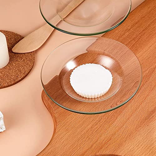 RchNow 2pcs Candle Making Wax Heating Bowl Kits, Round Replacement Oil Burner Bowl, Clear Glass Dish Wax Melt Bowl Plate - Thumbnail 2