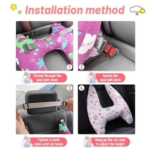 OHAANYY Schlafkissen Auto Kinder, Reisekissen Kinder Auto, Baumwolle Abnehmbarer & Waschbarer Bezug, Weich & Bequem, Ideal für Autofahrten mit Kindern