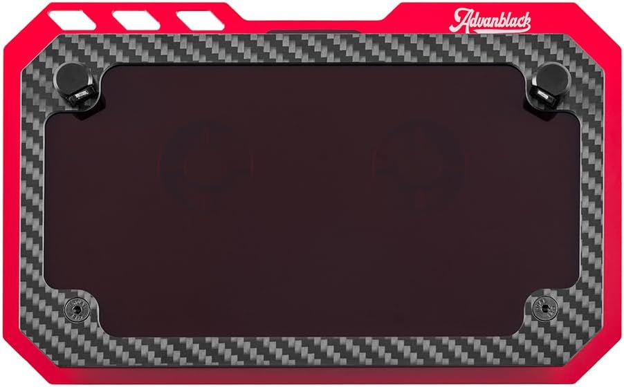 Advanblack LED License Plate Frame Combo kit Fit for 2023.5-up CVO & 2024-up Road Glide Street Glide, CVO Road Glide ST, Real Carbon Fiber (Red License Plate)