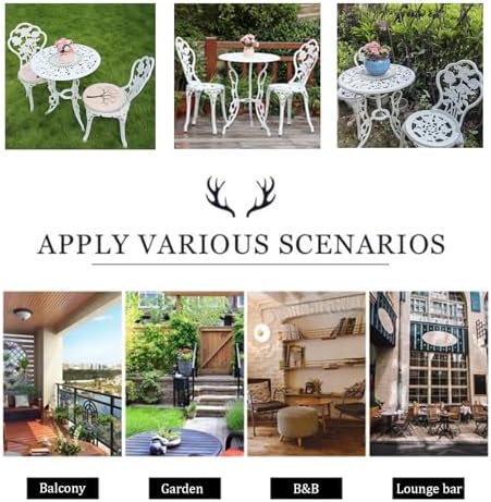 3-Piece Outdoor Bistro Set, Rust-Resistant Cast Aluminum Table & Chairs, Weatherproof Garden Furniture with Umbrella Hole for Balcony & Patio, Perfect for Backyard Dining